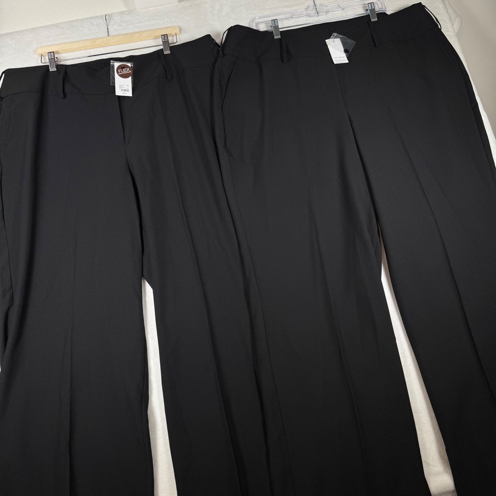 Lane Bryant Womens 22L Black Perfect Drape Flex Dress Pants Set of 2 NWT 1118471